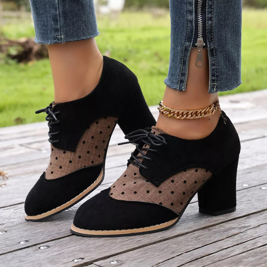 Lace Up Block Heels Boots Apparel and Accessories
