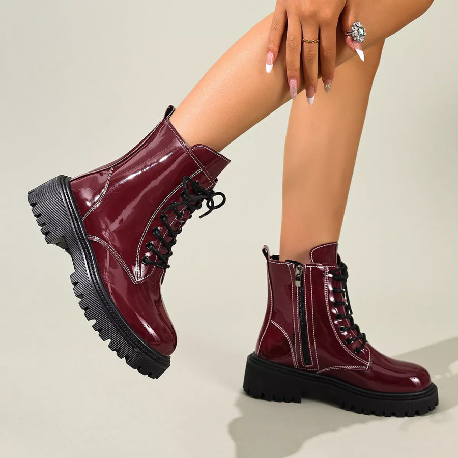 Lace Up Block Heels Boots Apparel and Accessories
