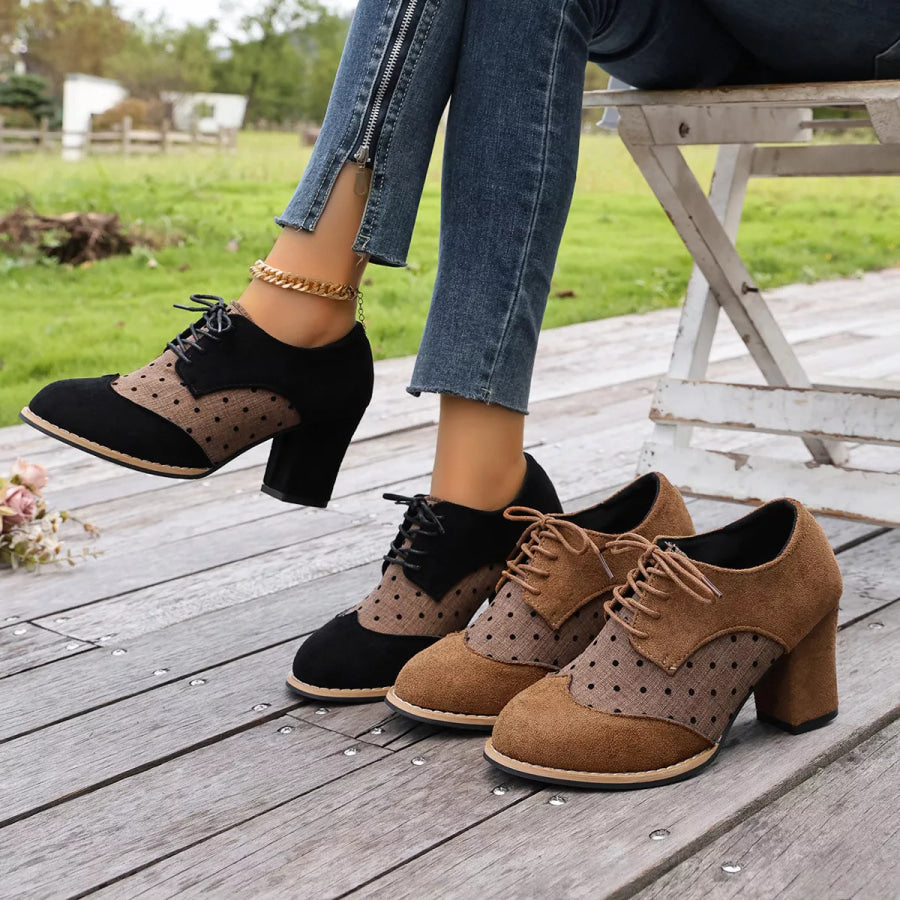 Lace Up Block Heels Boots Apparel and Accessories