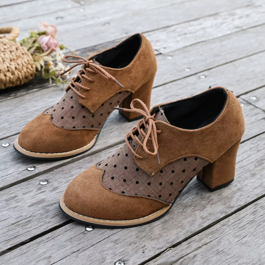 Lace Up Block Heels Boots Apparel and Accessories