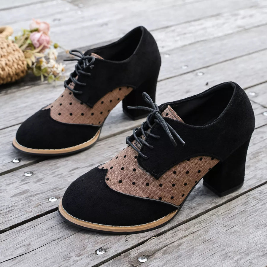 Lace Up Block Heels Boots Apparel and Accessories