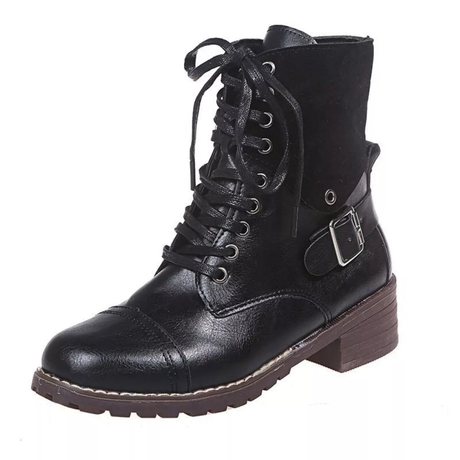 Lace-Up Block Heels Boots Apparel and Accessories