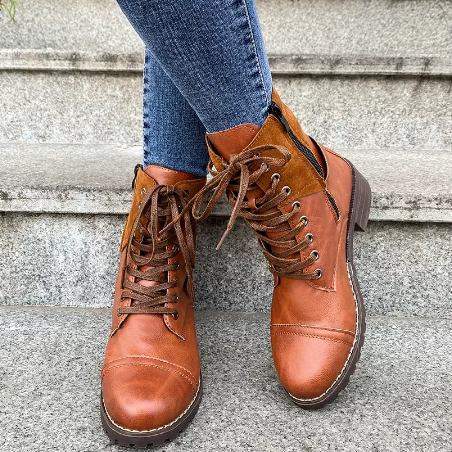 Lace-Up Block Heels Boots Apparel and Accessories