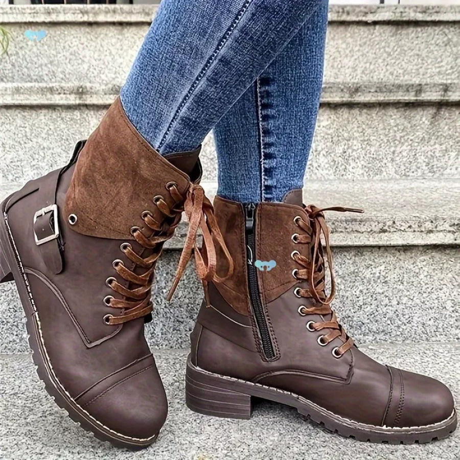 Lace-Up Block Heels Boots Apparel and Accessories