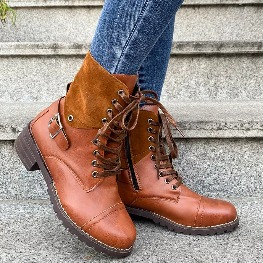 Lace-Up Block Heels Boots Apparel and Accessories