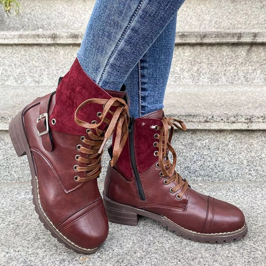 Lace-Up Block Heels Boots Apparel and Accessories