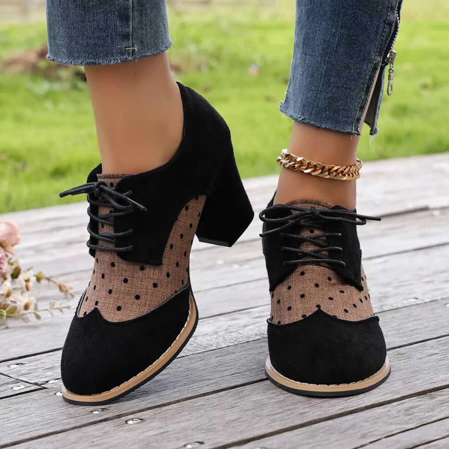 Lace Up Block Heels Boots Black / 36 Apparel and Accessories