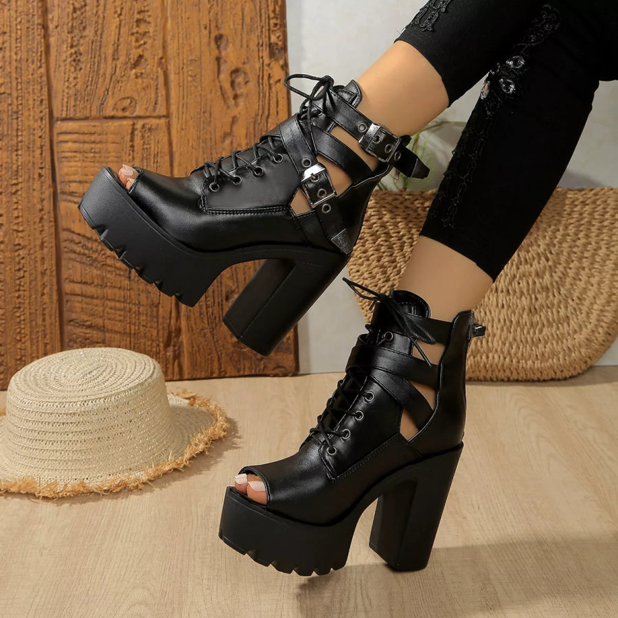 Lace Up Block Heels Sandals Apparel and Accessories