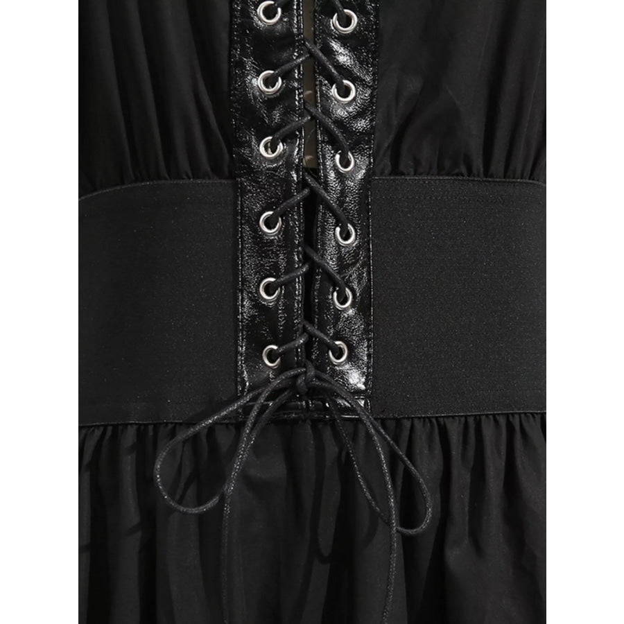 Lace-Up Corset Sleeveless Midi Dress Apparel and Accessories