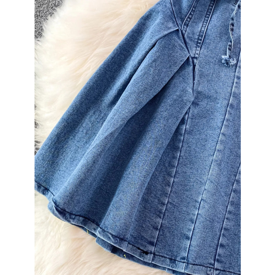 Lace-Up Denim A-Line Mini Dress Apparel and Accessories