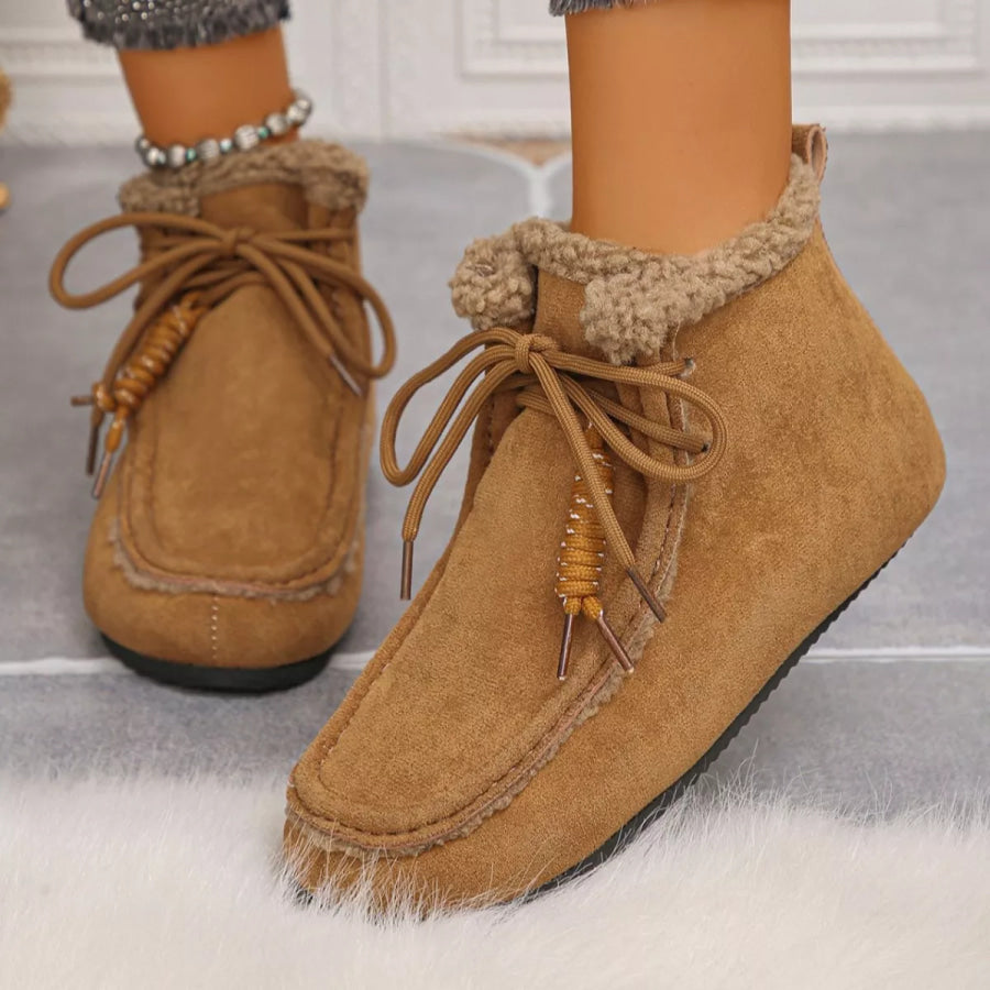 Lace Up Flats Ankle Boots Brown / 36 Apparel and Accessories