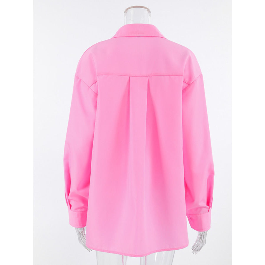 Lace-Up Front Oversized Shirt Apparel and Accessories