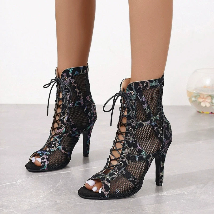 Lace-Up High Heel Sandals Black / 34 Apparel and Accessories