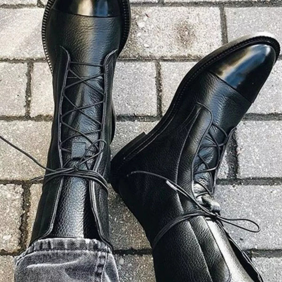 Lace-Up Leather Boots Apparel and Accessories