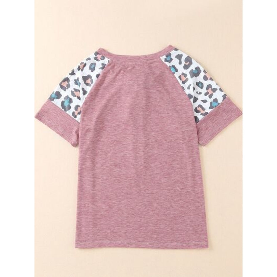 Lace-Up Leopard Short Sleeve T-Shirt Apparel and Accessories