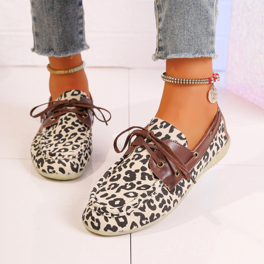 Lace Up Leopard Slip-Ons Apparel and Accessories