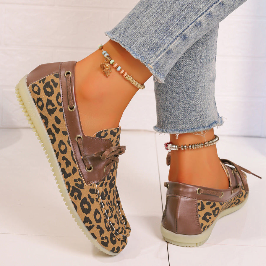 Lace Up Leopard Slip-Ons Apparel and Accessories