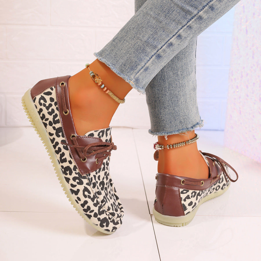 Lace Up Leopard Slip-Ons Apparel and Accessories