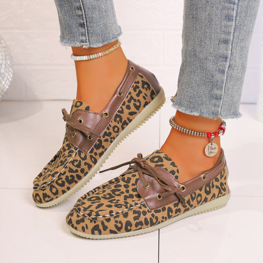 Lace Up Leopard Slip-Ons Apparel and Accessories