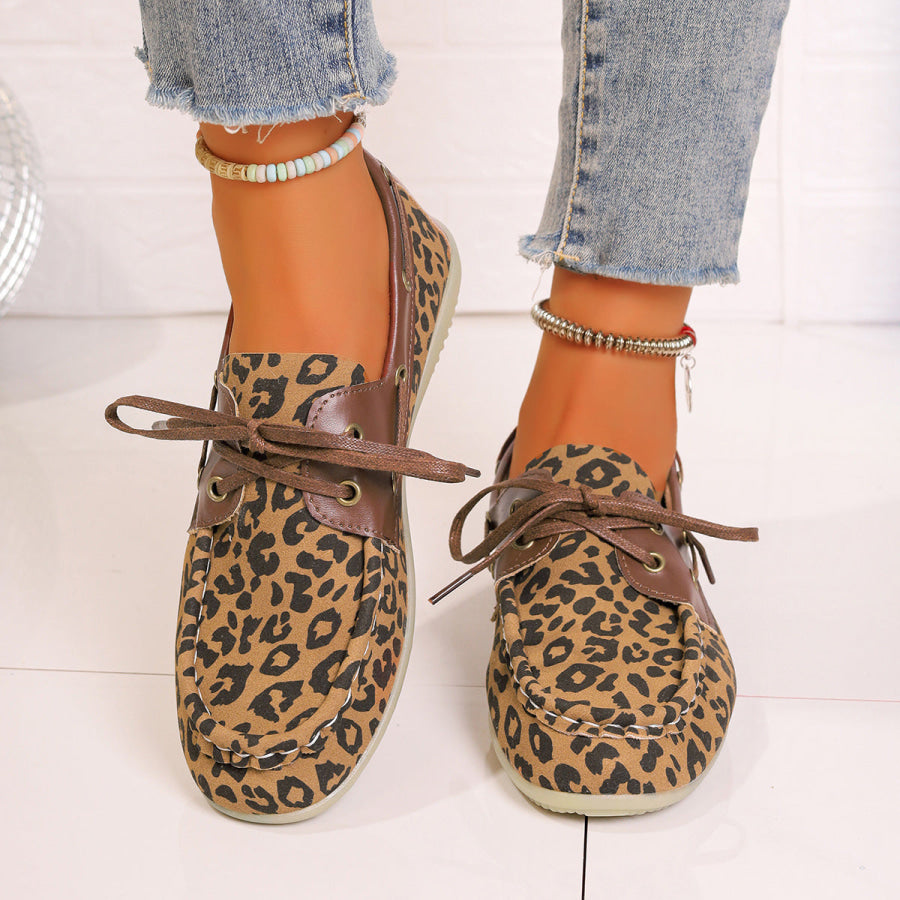 Lace Up Leopard Slip-Ons Caramel / 36(US5) Apparel and Accessories