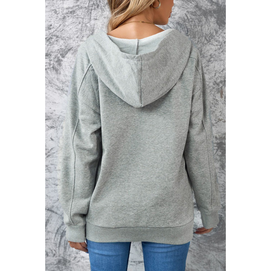 Lace Up Long Sleeve Hoodie Gray / S Apparel and Accessories