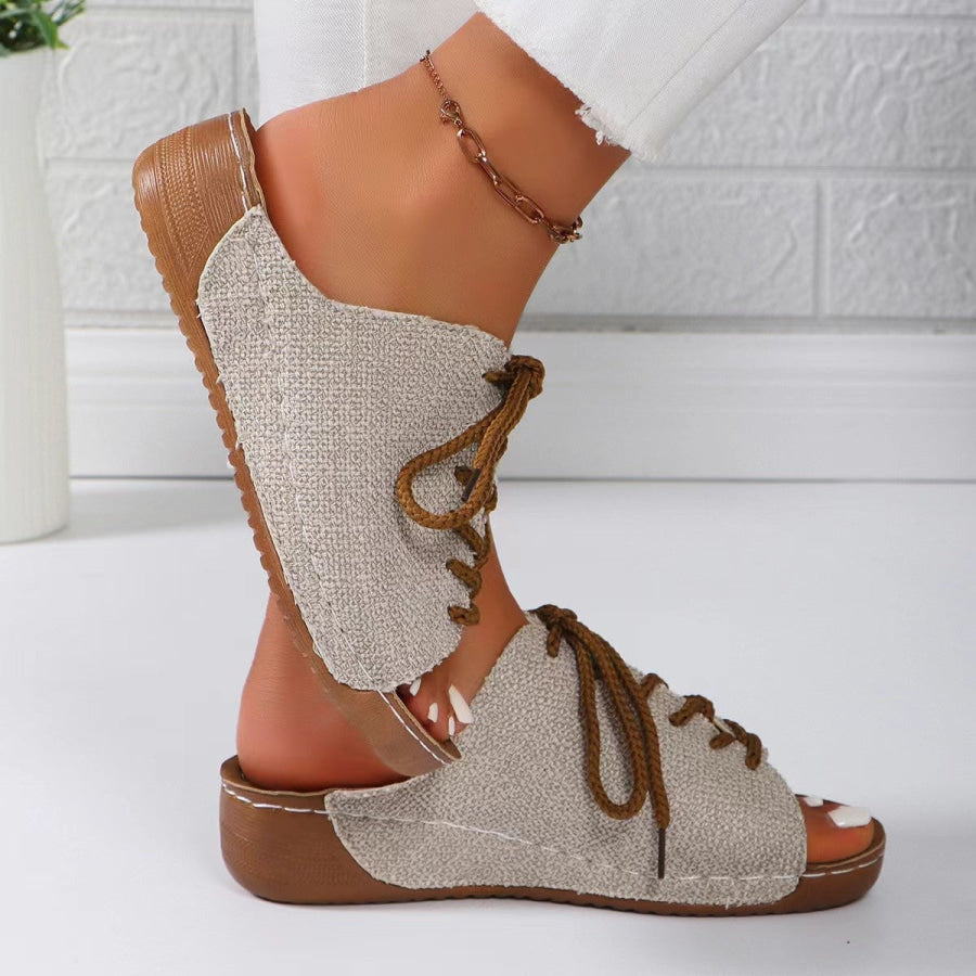 Lace-Up Open Toe Wedge Sandals Apparel and Accessories