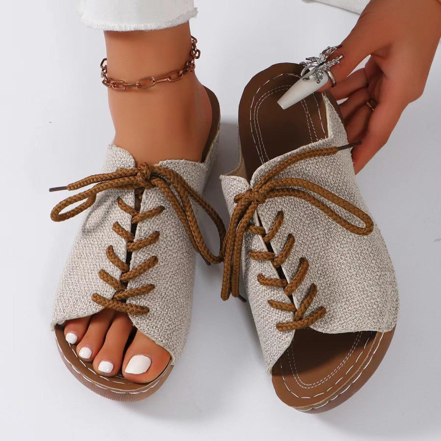 Lace-Up Open Toe Wedge Sandals Apparel and Accessories