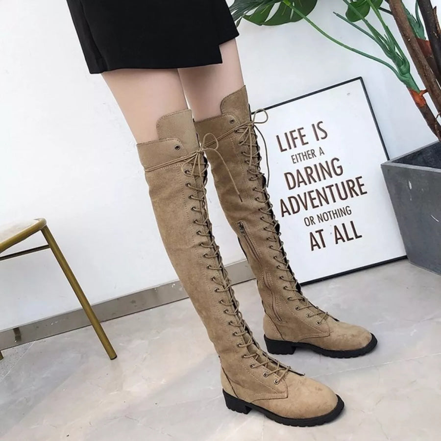 Lace-Up Over-the-Knee Boots Apparel and Accessories