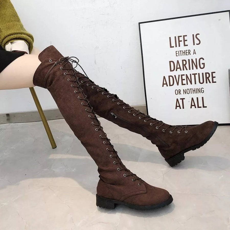 Lace-Up Over-the-Knee Boots Apparel and Accessories