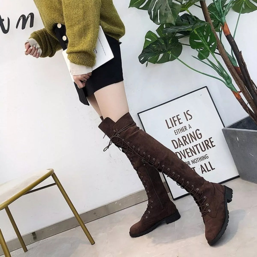 Lace-Up Over-the-Knee Boots Apparel and Accessories