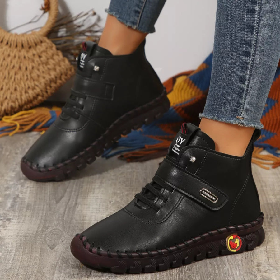 Lace Up Platform Ankle Boots Apparel and Accessories