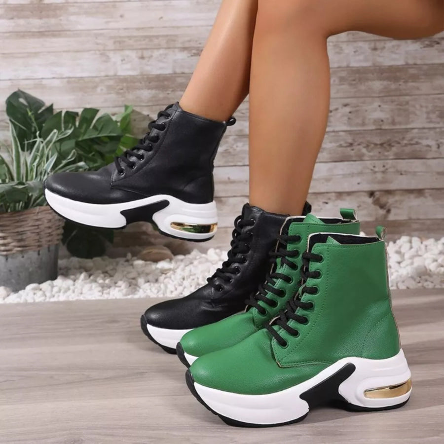 Lace Up Platform Ankle Boots Apparel and Accessories