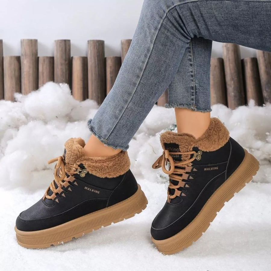 Lace Up Platform Ankle Boots Black / 36 Apparel and Accessories