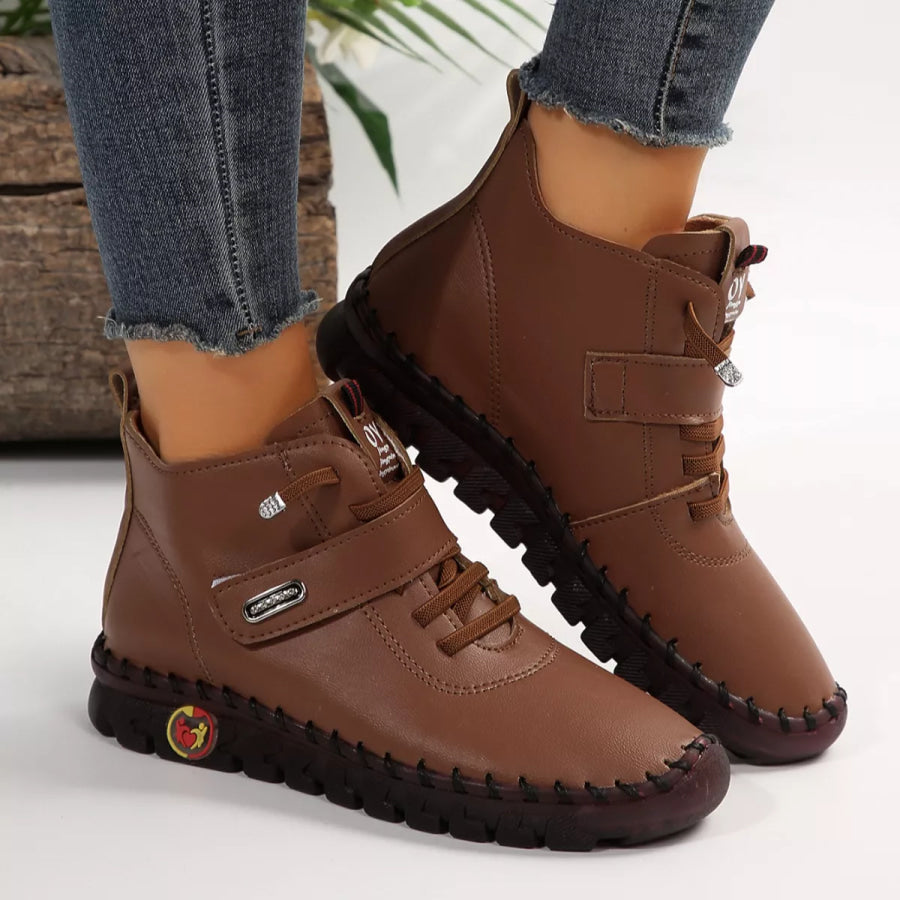 Lace Up Platform Ankle Boots Apparel and Accessories