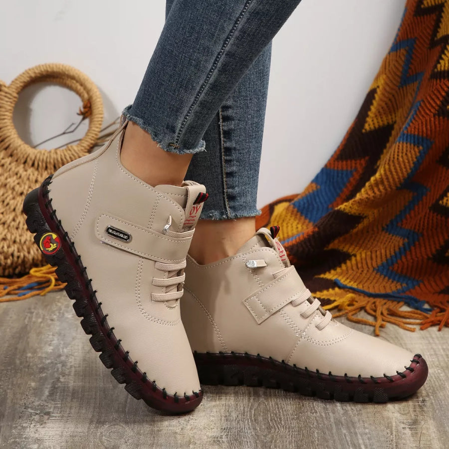 Lace Up Platform Ankle Boots Apparel and Accessories
