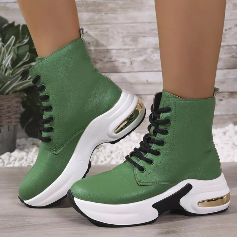 Lace Up Platform Ankle Boots Apparel and Accessories