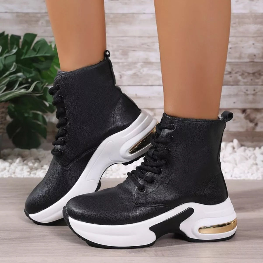 Lace Up Platform Ankle Boots Apparel and Accessories