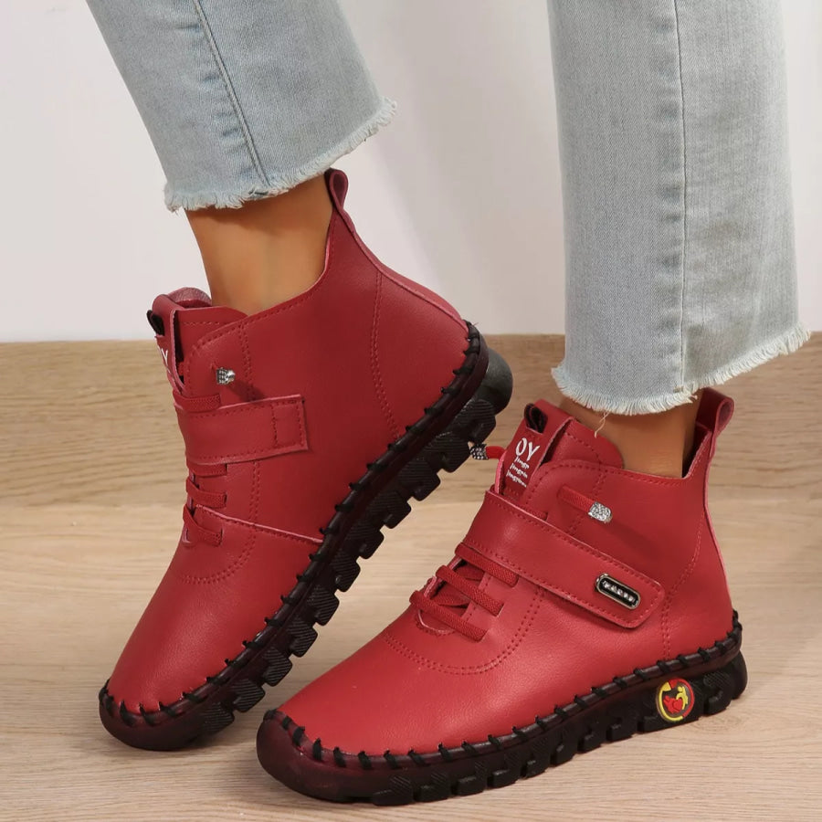 Lace Up Platform Ankle Boots Apparel and Accessories