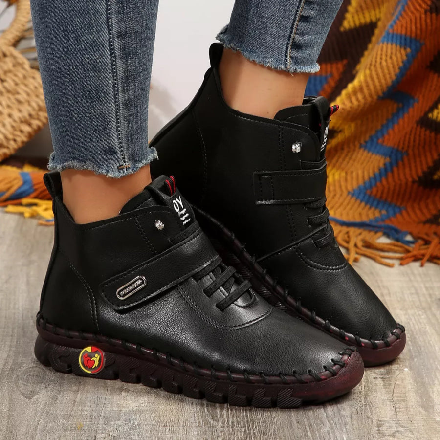Lace Up Platform Ankle Boots Black / 35 Apparel and Accessories