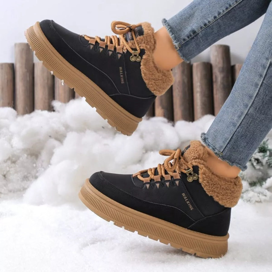 Lace Up Platform Ankle Boots Black / 36 Apparel and Accessories