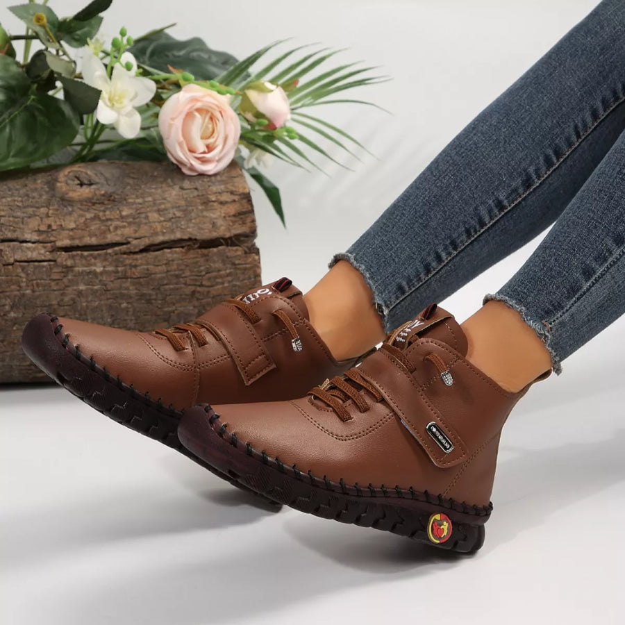 Lace Up Platform Ankle Boots Brown / 35 Apparel and Accessories