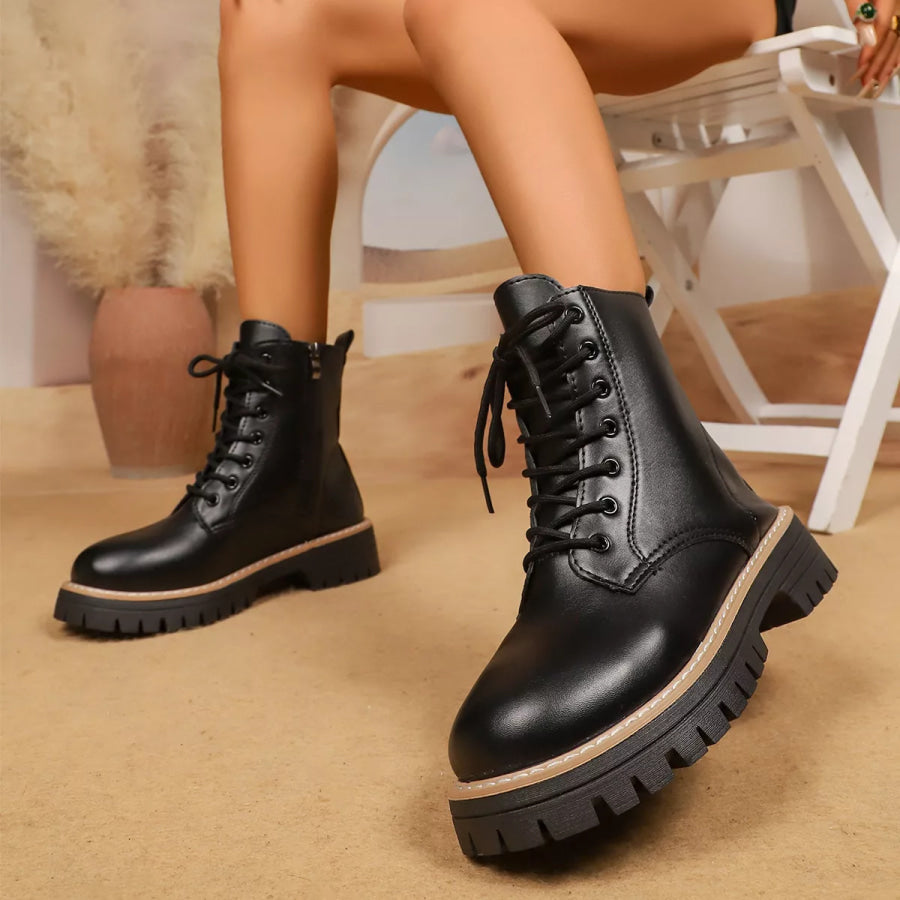 Lace-Up Platform Boots Apparel and Accessories