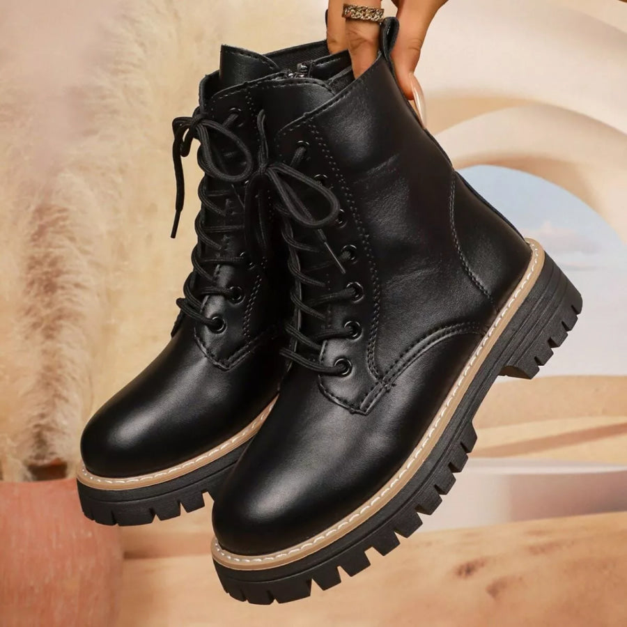 Lace-Up Platform Boots Black / 36 Apparel and Accessories
