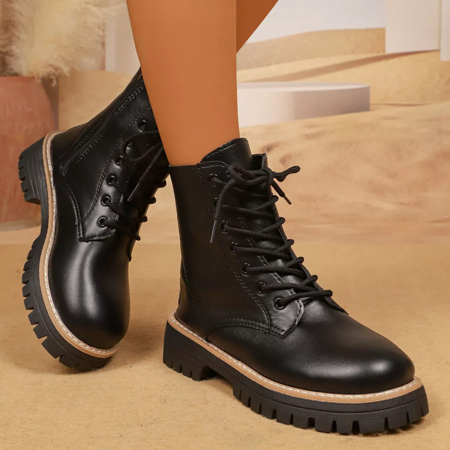 Lace-Up Platform Boots Apparel and Accessories