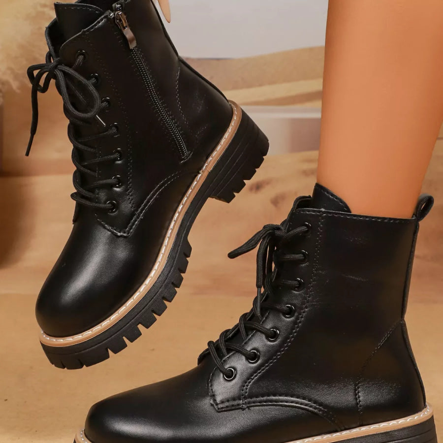 Lace-Up Platform Boots Apparel and Accessories