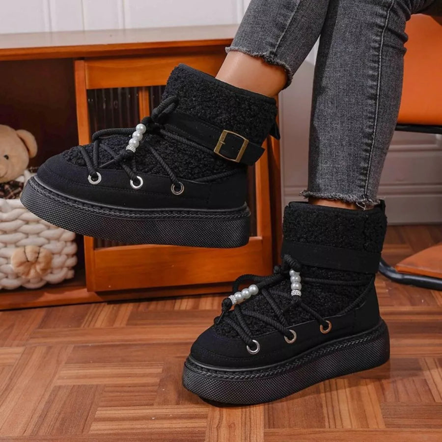 Lace Up Platform Boots Black / 36 Apparel and Accessories