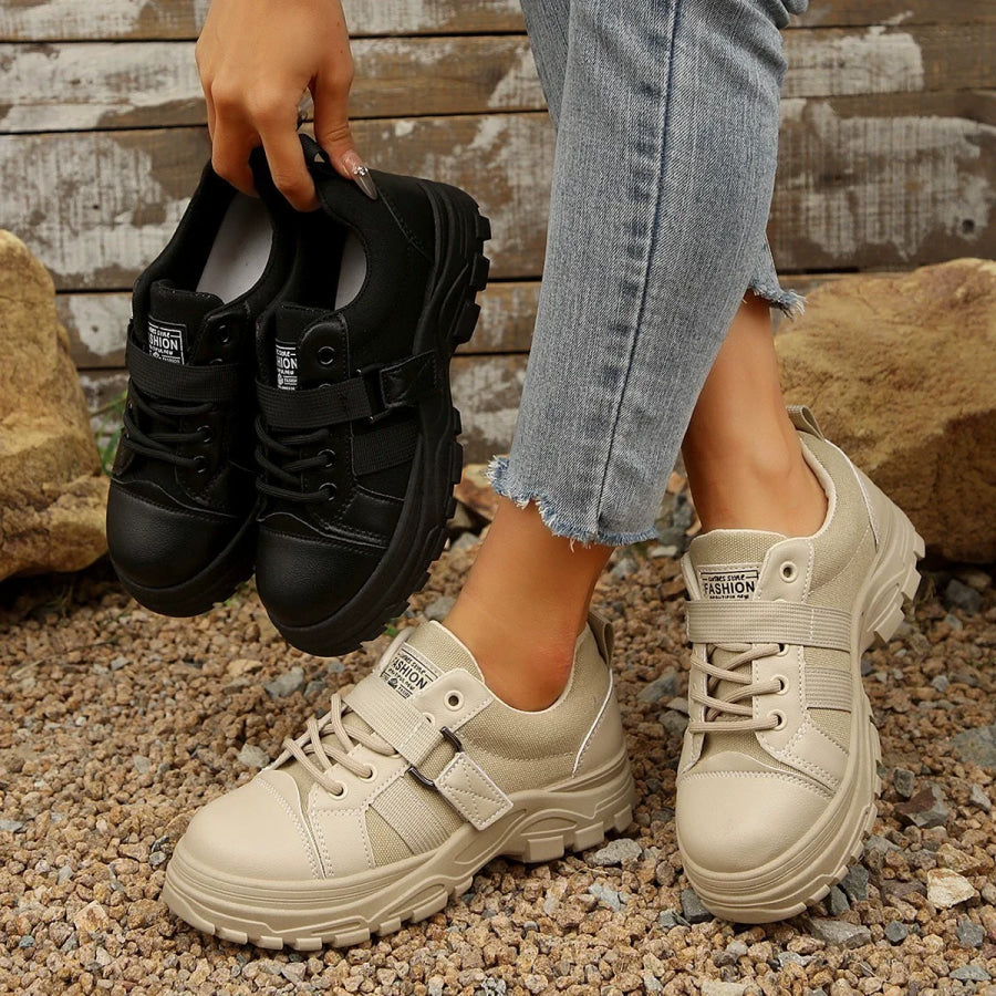 Lace Up Platform Casual Sneakers Apparel and Accessories