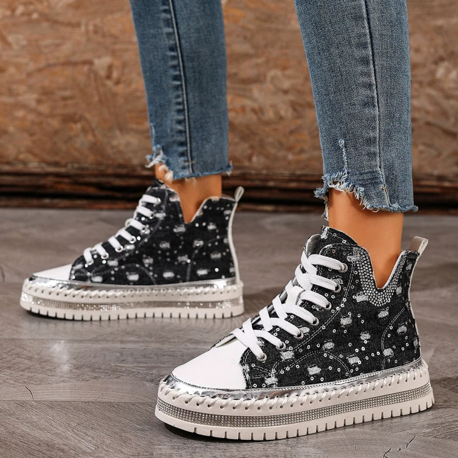 Lace Up Platform Sneaker Black / 36 Apparel and Accessories