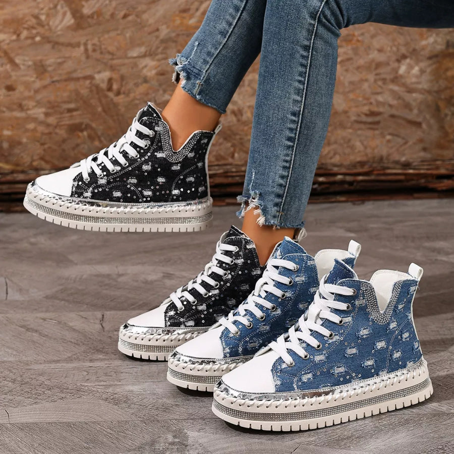 Lace Up Platform Sneakers Apparel and Accessories