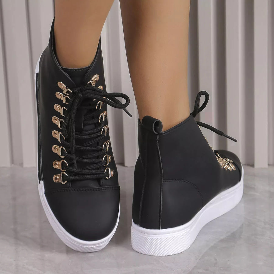 Lace-Up Platform Sneakers Black / 36 Apparel and Accessories